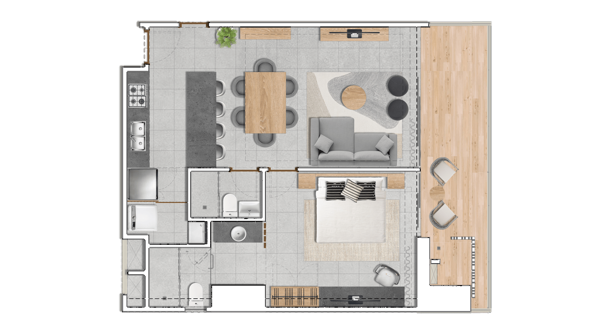 Planos de la unidad B401 de Espacio Marina & Golf